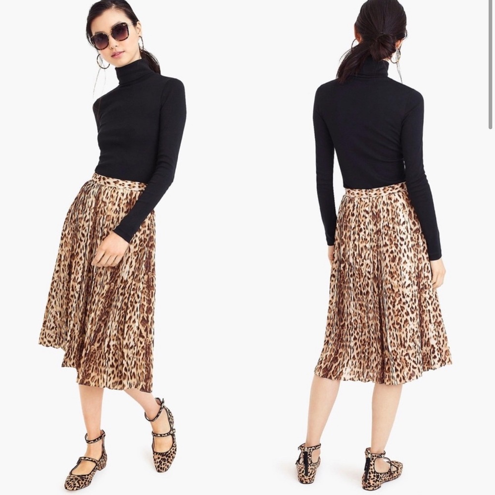 J. Crew Leopard Pleated Skirt 4